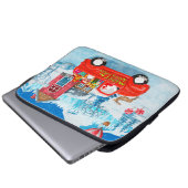 Beagle Dog in Christmas Delivery LKW Schnee Laptopschutzhülle (Vorne Knopf)