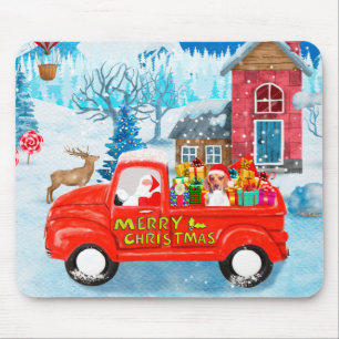 Beagle Dog in Christmas Delivery LKW Schnee Mousepad
