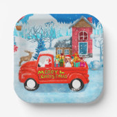 Beagle Dog in Christmas Delivery LKW Schnee Pappteller (Vorderseite)