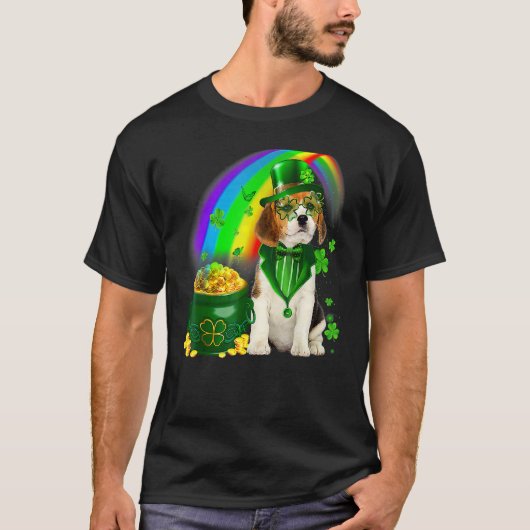 Beagle Dog Irish Leprechaun Saint St Patrick Day T-Shirt (Vorderseite)