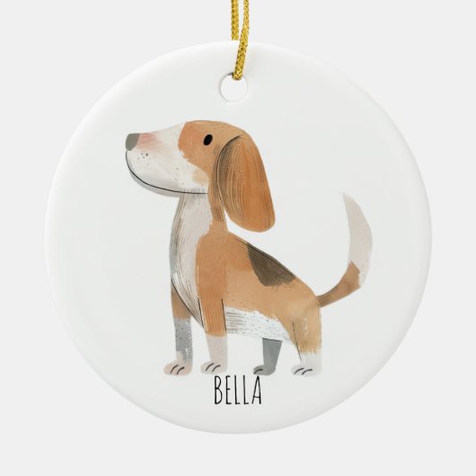 Beagle Dog Keramik Ornament (Vorne)
