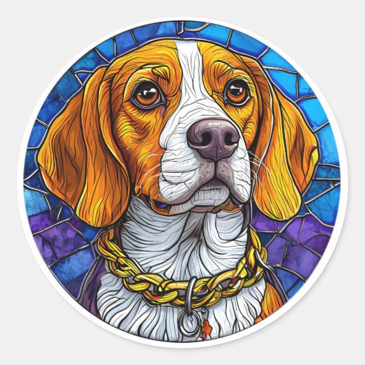 Beagle Dog Kunstgeflecht Runder Aufkleber (Vorderseite)