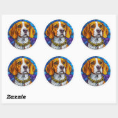 Beagle Dog Kunstgeflecht Runder Aufkleber (Blatt)