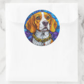 Beagle Dog Kunstgeflecht Runder Aufkleber (Tasche)