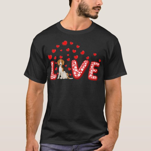 Beagle Dog Lover Funny Hearts Liebe Beagle Valenti T-Shirt (Vorderseite)
