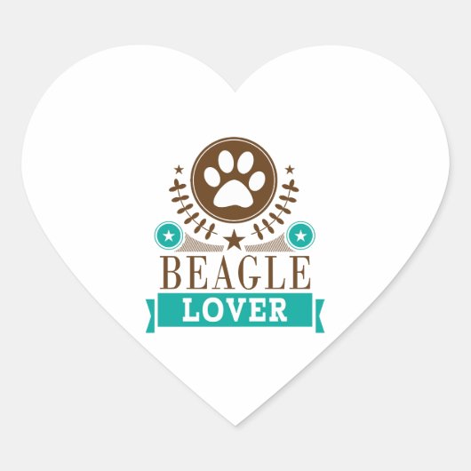 Beagle Dog Lover Herz-Aufkleber (Vorderseite)