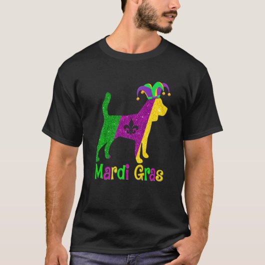 Beagle Dog Lover Mardi Gras Carnival Jester Premiu T-Shirt (Vorderseite)