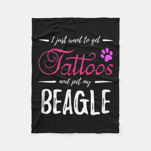 Beagle Dog Lover Tattoo Funny Dog Mama Geschenk Id Fleecedecke (Vorderseite)
