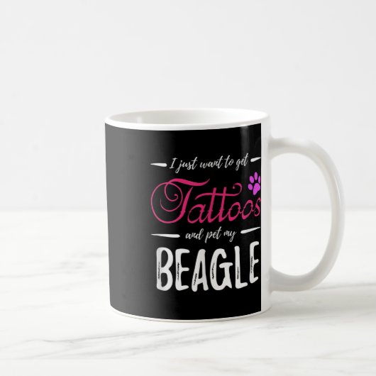Beagle Dog Lover Tattoo Funny Dog Mama Geschenk Id Kaffeetasse (Rechts)