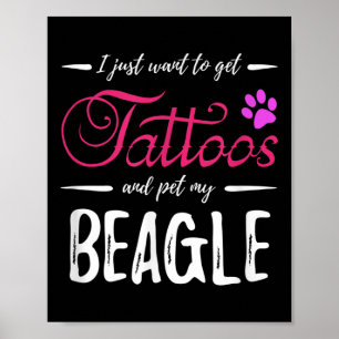 Beagle Dog Lover Tattoo Funny Dog Mama Geschenk Id Poster