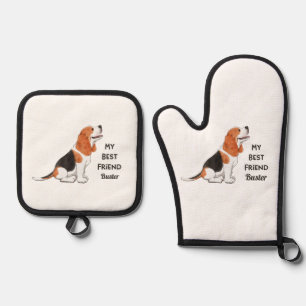 Beagle Dog Mein bester Freund Individuelle Name Ofenhandschuh & Topflappen-Set