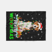 Beagle Dog Merry Woofmas Funny Xmas Lights Santa H Fleecedecke (Vorderseite (Horizontal))
