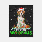 Beagle Dog Merry Woofmas Funny Xmas Lights Santa H Fleecedecke (Vorderseite)