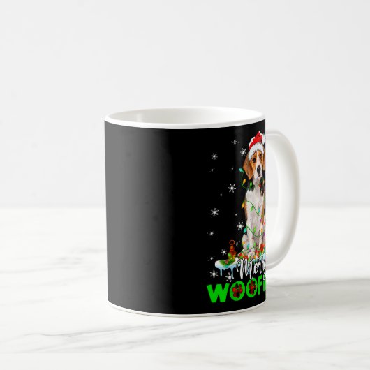 Beagle Dog Merry Woofmas Funny Xmas Lights Santa H Kaffeetasse (VorderseiteRechts)