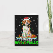Beagle Dog Merry Woofmas Funny Xmas Lights Santa H Karte (Vorderseite)