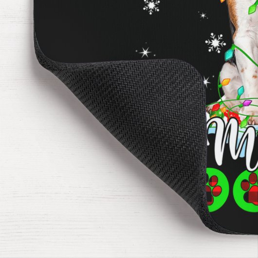 Beagle Dog Merry Woofmas Funny Xmas Lights Santa H Mousepad (Ecke)
