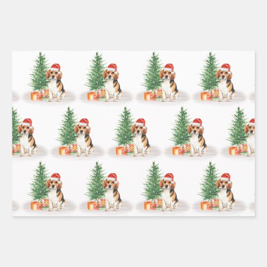 Beagle Dog Niedlich Weihnachten Geschenkpapier Set (Vorderseite 3)