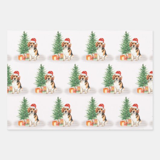 Beagle Dog Niedlich Weihnachten Geschenkpapier Set (Vorderseite)