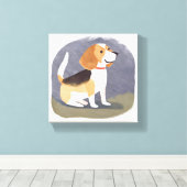 Beagle Dog | Niedlicher Hund Welpe Wasserfarbe Leinwanddruck (Insitu (Holzboden))