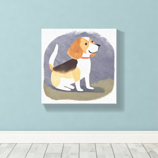Beagle Dog | Niedlicher Hund Welpe Wasserfarbe Leinwanddruck (Insitu (Holzboden))