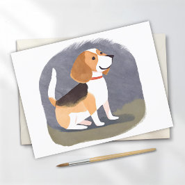 Beagle Dog | Niedlicher Hund Welpe Wasserfarbe Postkarte