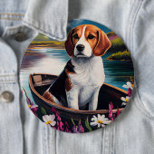 Beagle Dog on a Paddle: Ein Landschaftliches Abent Button (Beispiel)