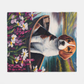 Beagle Dog on a Paddle: Ein Landschaftliches Abent Fleecedecke (Vorderseite (Horizontal))