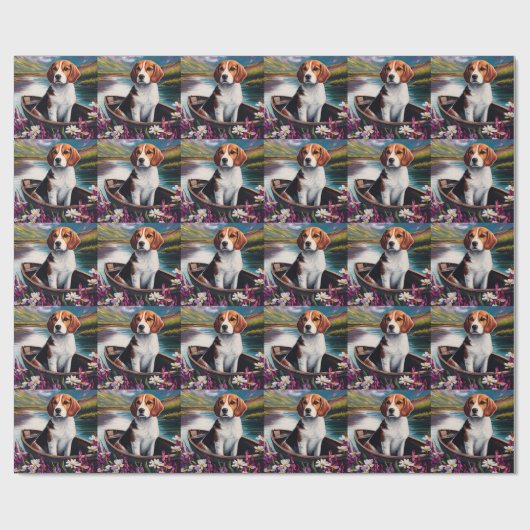 Beagle Dog on a Paddle: Ein Landschaftliches Abent Geschenkpapier (Flach)