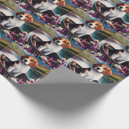 Beagle Dog on a Paddle: Ein Landschaftliches Abent Geschenkpapier (Ecke)