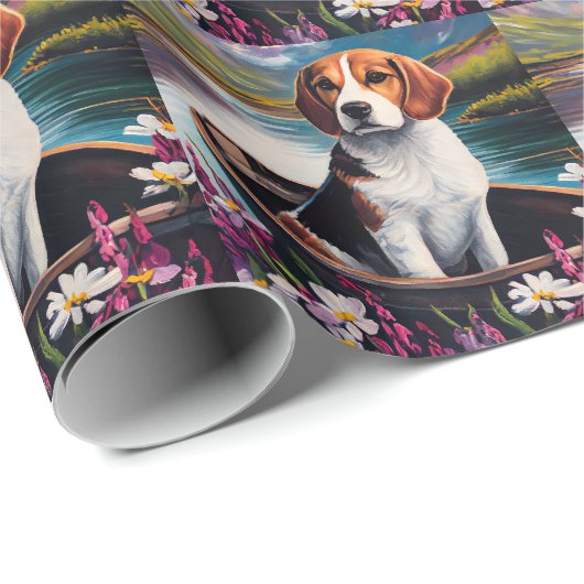 Beagle Dog on a Paddle: Ein Landschaftliches Abent Geschenkpapier (Rolleneckpunkt)