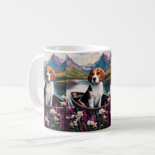 Beagle Dog on a Paddle: Ein Landschaftliches Abent Kaffeetasse (Vorderseite Links)