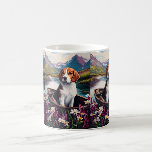 Beagle Dog on a Paddle: Ein Landschaftliches Abent Kaffeetasse (Mittel)