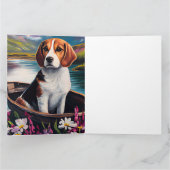 Beagle Dog on a Paddle: Ein Landschaftliches Abent Karte (Innenseite)