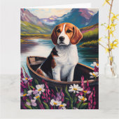 Beagle Dog on a Paddle: Ein Landschaftliches Abent Karte (Gelbe Blume)