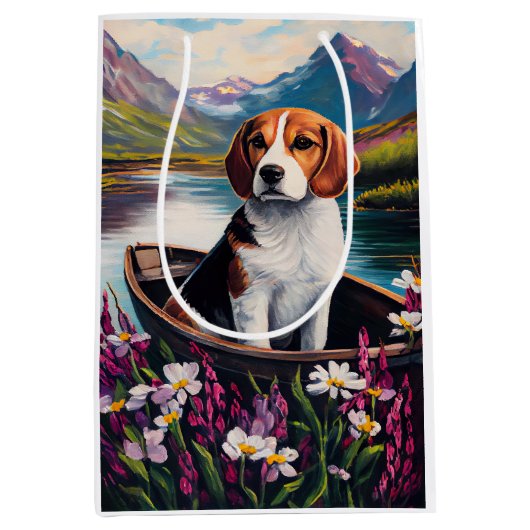 Beagle Dog on a Paddle: Ein Landschaftliches Abent Mittlere Geschenktüte (Vorderseite)