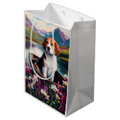 Beagle Dog on a Paddle: Ein Landschaftliches Abent Mittlere Geschenktüte (Rückseite Schrägansicht)