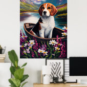 Beagle Dog on a Paddle: Ein Landschaftliches Abent Poster (Heimbüro)