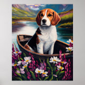 Beagle Dog on a Paddle: Ein Landschaftliches Abent Poster (Vorne)