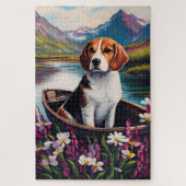Beagle Dog on a Paddle: Ein Landschaftliches Abent Puzzle (Vertikal)