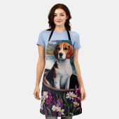 Beagle Dog on a Paddle: Ein Landschaftliches Abent Schürze (Getragen)