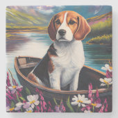 Beagle Dog on a Paddle: Ein Landschaftliches Abent Steinuntersetzer (Vorderseite)