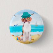 Beagle Dog on Beach Button (Vorderseite)
