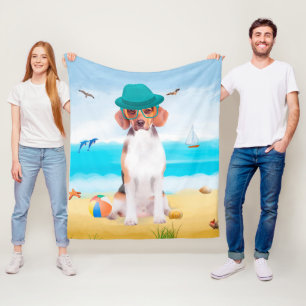 Beagle Dog on Beach Fleecedecke