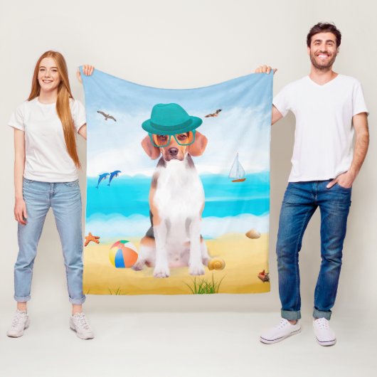 Beagle Dog on Beach Fleecedecke (Beispiel)