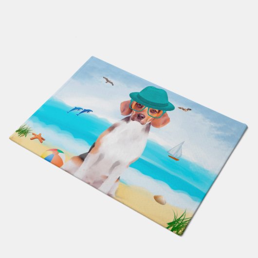 Beagle Dog on Beach Fußmatte (Schrägansicht)