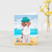 Beagle Dog on Beach Karte (Gelbe Blume)