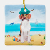 Beagle Dog on Beach Keramikornament (Vorderseite)