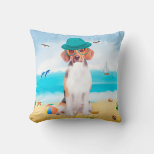 Beagle Dog on Beach Kissen