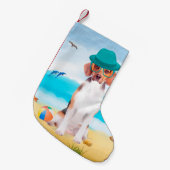 Beagle Dog on Beach Kleiner Weihnachtsstrumpf (Vorderansicht (hängend))