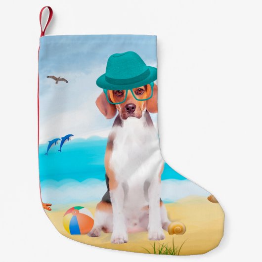 Beagle Dog on Beach Kleiner Weihnachtsstrumpf (Vorderseite)